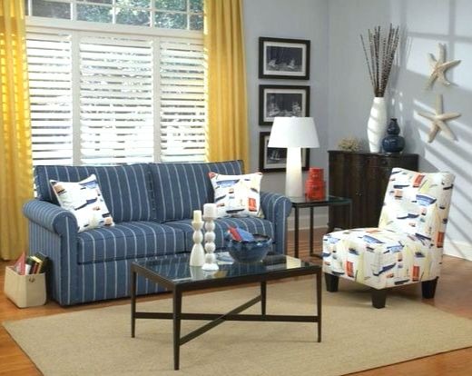 Navy and discount white striped sofa